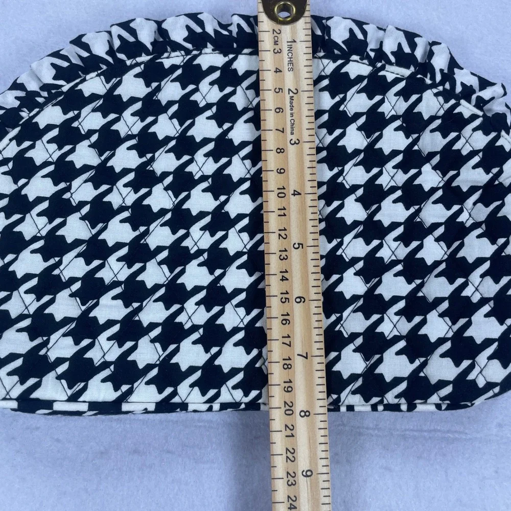 Vera Bradley Houndstooth Quilted Cosmetic Bag Black White Ruffle Travel Pouch
